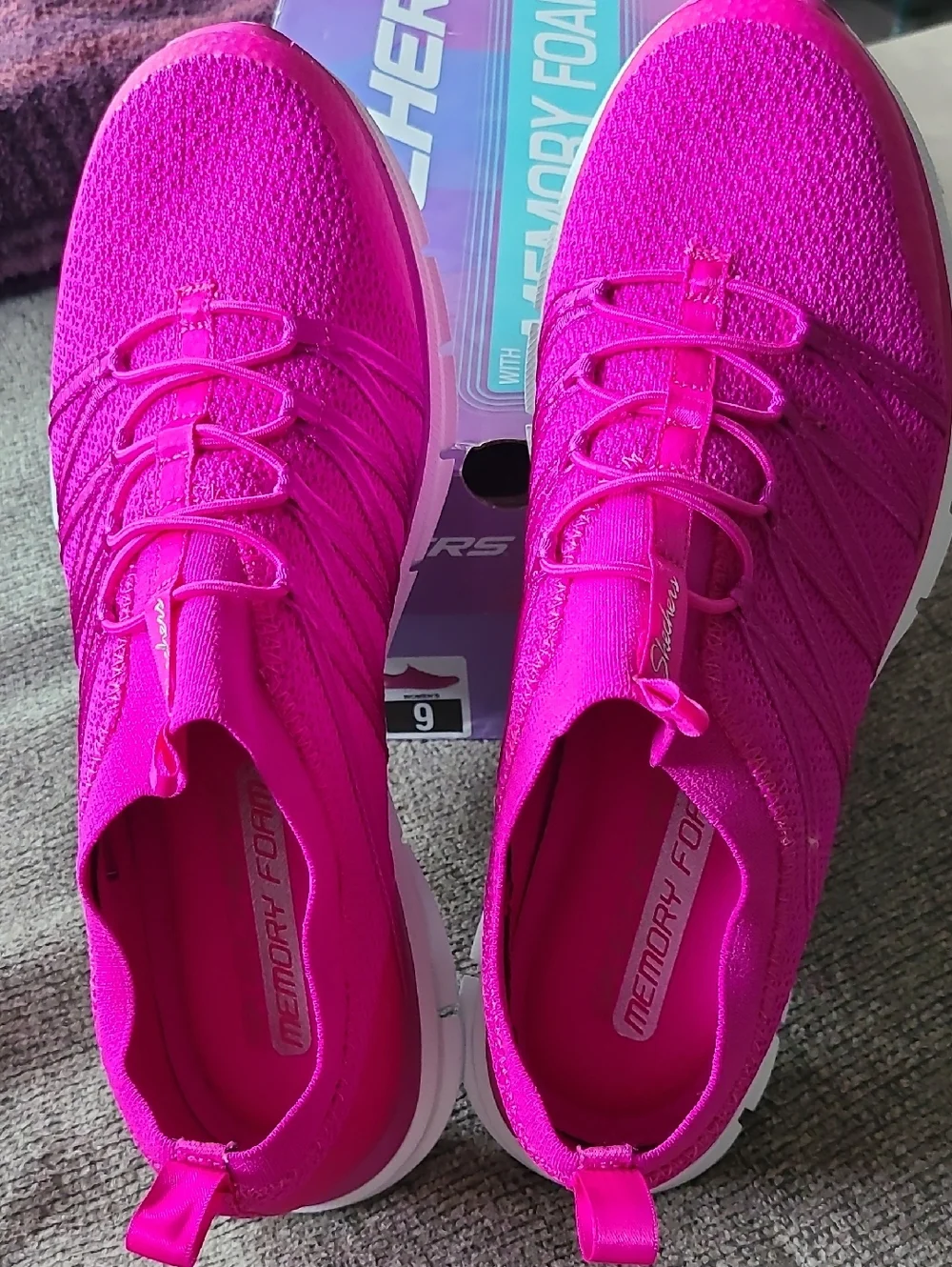 Skechers Women's Hot Pink Knit Slip-On Sneakers Size 9 - Picture 8 of 11